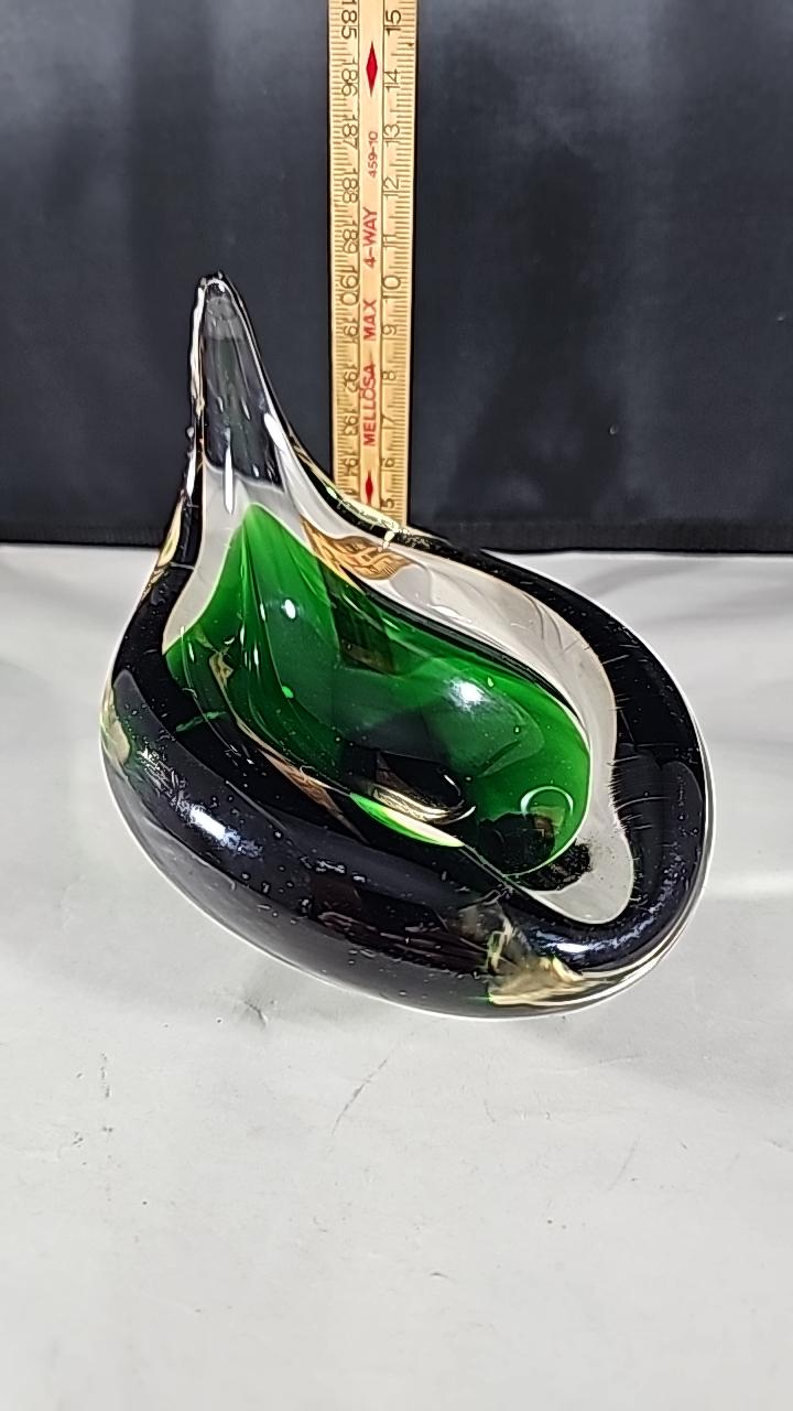 Holmegaard Danish Mid Century Modern Teardrop Glass Vessel Ashtray by Per Lutken 1950s Denmark