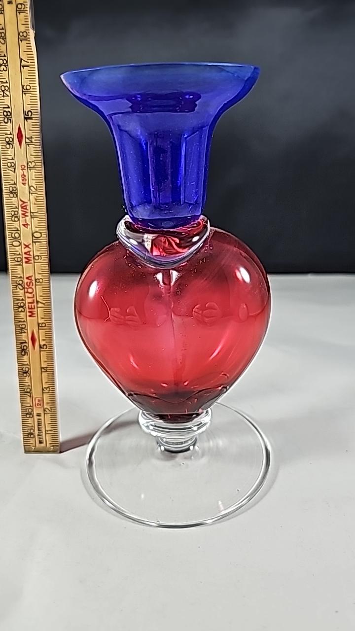 Ljusstake Strömbergshyttan glas signerad