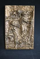 RELIEF ŚCIENNY, Brąz, 'Zuzanna w Kąpieli', Mogens Bøggild 1979 ok. 24x16,5 cm