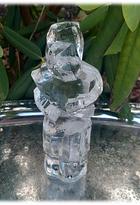 Vacker Pukeberg skulptur kärlekspar design Uno Westerberg i glas