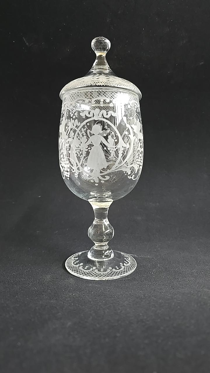 POKAL MED LOCK, glas, Fa.W.Johansson Glasgravyr, Orrefors