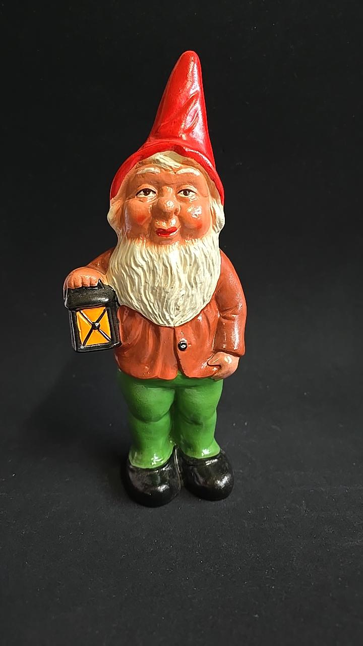 Figurin, tomte, bemålad terracotta, stämplad Gräfenroda, DDR, 1950-tal, Jul