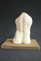NICLAS ANDRÉASSON. Sculpture, torso, ceramic on wooden plate, signed, numbered, 50/110