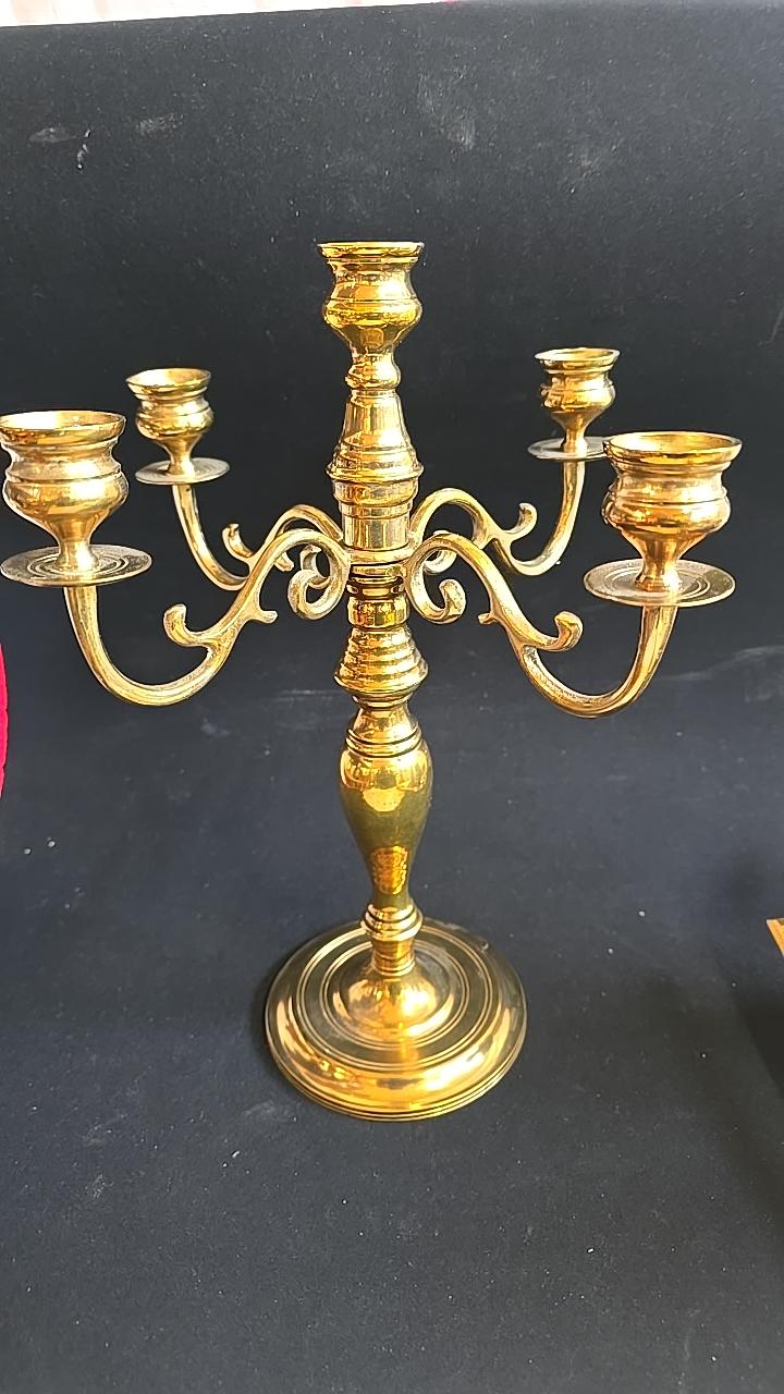 LJUSSTAKE, 5-armad, mässing.