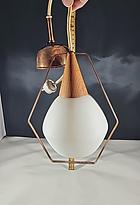 TAKLAMPA, glas, teak, 1950/60-tal och Koppar