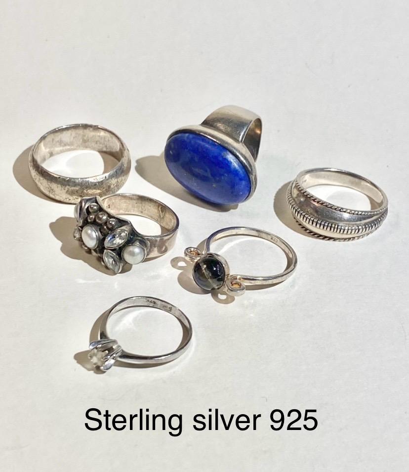 6 Silverringar sterling 925