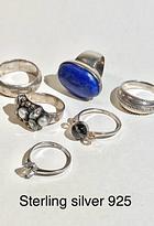 6 Silverringar sterling 925