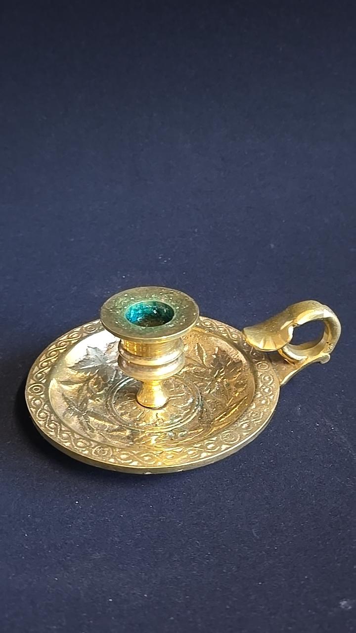 Natt-Ljusstake Mässing Retro längd ca 13.5cm