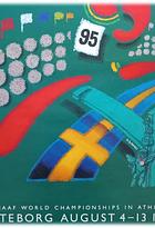 Konstnären Kjell Ringi plansch från FriidrottsVM Göteborg 1995 m. Poseidon  